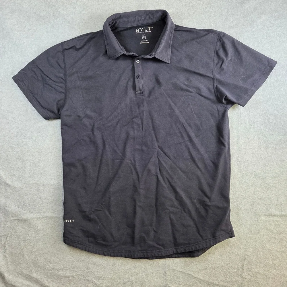 BYLT Lux Polo Shirt Mens XL Black Short Sleeve Performance Athletic Fit